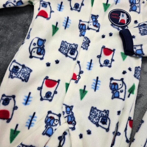 Weeplay Fleece Footed Pajamas 0–3M Set of 2 Happy Camper Bear Print NWT - Picture 6 of 7